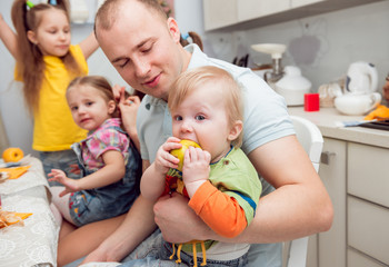 Cheerful family having lunch