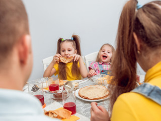 Cheerful family having lunch