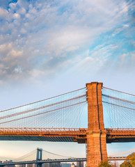 Brooklyn Bridge twilight view, New York City