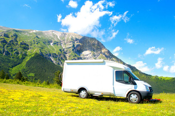 camper mountain summer trip