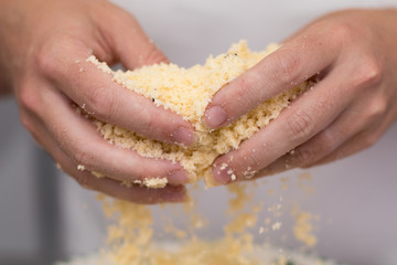 mixing vanilla shortbread biscuits