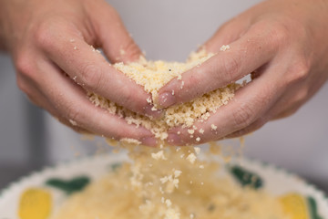 mixing vanilla shortbread biscuits