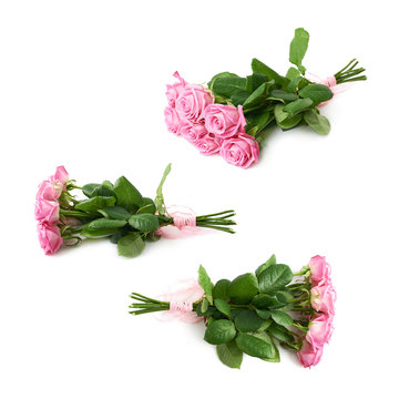 Bouquet of pink roses isolated