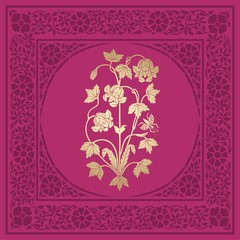 wedding card design, paisley floral pattern , India