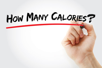 Hand writing How Many Calories? with marker, concept background