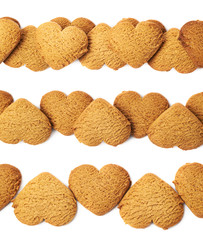 Line made of heart shaped cookies