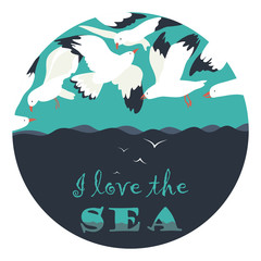 Seagulls flying over the sea