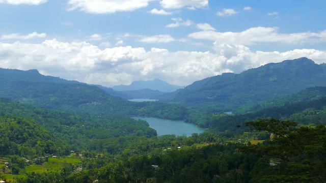 mountain landscape with tea plantation in Sri Lanka, 4k
