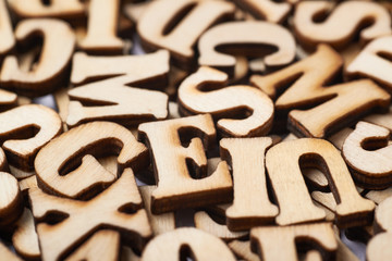 Surface covered with wooden letters