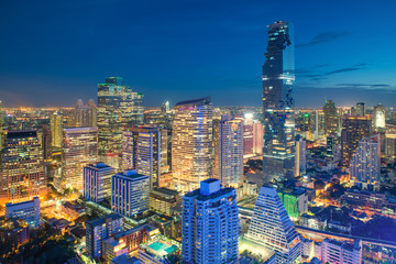Bangkok night view in business district, Thailand. Bangkok skysc