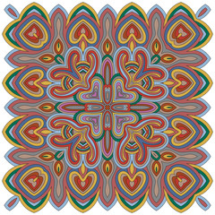 Abstract geometric ornament, bohemian element. Vector template for the carpet, bedspreads, mosaics, shawls, tiles, bandana, wallpaper.