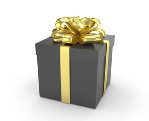 gift box with bows isolated on white. 3d rendering.
