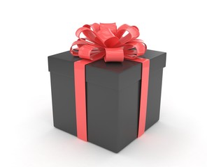 gift box with bows isolated on white. 3d rendering.