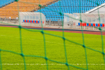 Fototapeta premium View of the stadium and net football gate