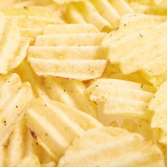 Surface covered with potato chips