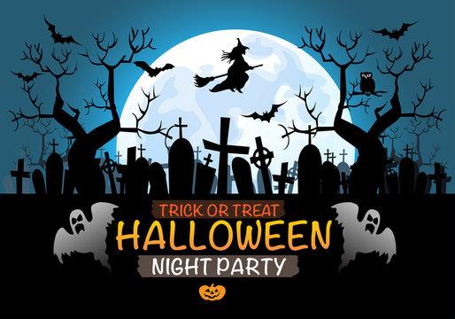 Halloween night party festival vector illustration.