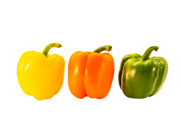 isolate bell pepper three colour on white background