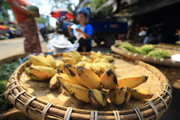 Banana sold at street market in Yangon, Myanmar
