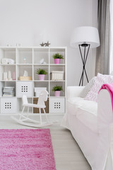 Restful little girl's room in white and pink