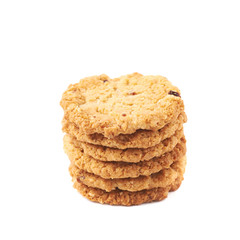 Pile stack of oatmeal cookies isolated