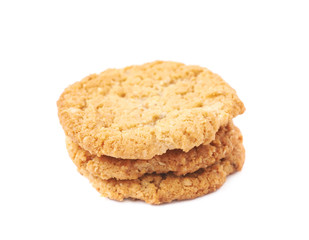 Pile stack of oatmeal cookies isolated