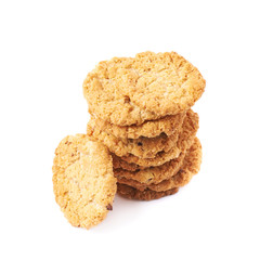 Pile stack of oatmeal cookies isolated