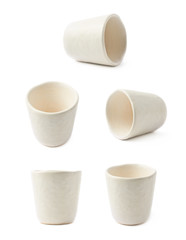 Small ceramic coffee cup isolated