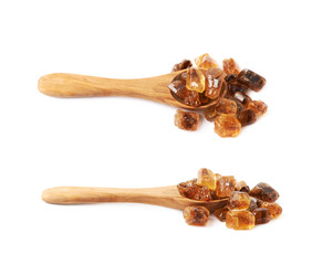 Wooden spoon full of sugar