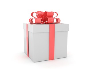 gift box with bows isolated on white. 3d rendering.