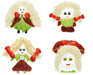 creative vegetable food dinner girl form