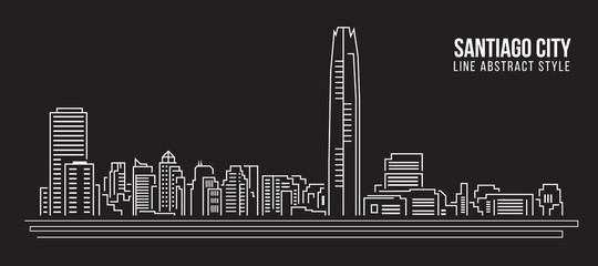 Cityscape Building Line art Vector Illustration design - Santiago city