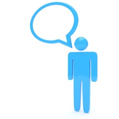 3d man with talk bubbles isolated over a white background. 3d rendering.