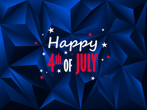 HAPPY 4th OF JULY Card on polygon background