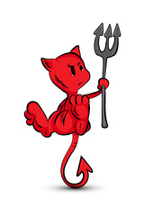 Halloween character cartoon. Little Red Devil