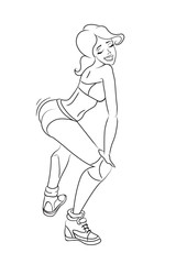 Fototapeta na wymiar Twerk dance. radhair woman. Vector illustration. character