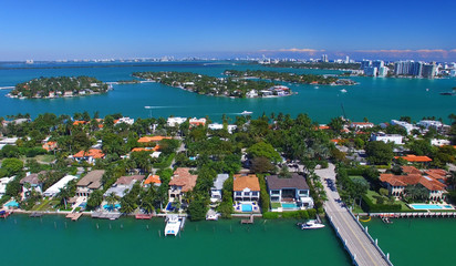 Panoramic aerial view of Palm Island, Miami - Florida