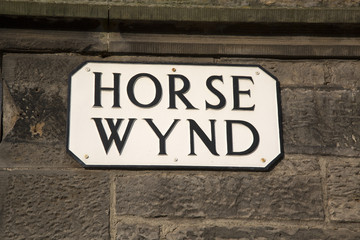 Fototapeta na wymiar Horse Wynd Street Sign; Edinburgh