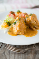 Homemade cutlets with sauce