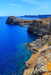 Fototapeta premium Aerial View at Saint Paul Bay from Lindos Rhodes island, Greece.
