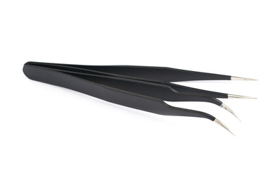 Black tweezers tool isolated