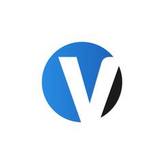 initial letter circle logo blue