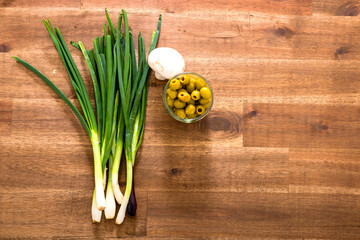 Spring onions and Olives