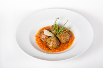 Meatballs on a whita plate