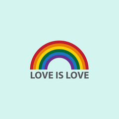 Rainbow icon with word love is love,LGBT support symbol