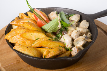 Beef stroganoff with baked potatoes