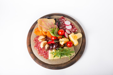 Wine snack on a wooden board