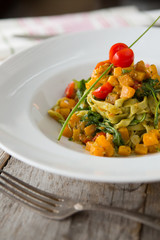 Spinach and pumpkin pasta