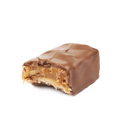 Caramel chocolate bar isolated