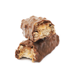 Caramel chocolate bar isolated