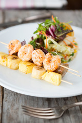 Fried shrimps skewer